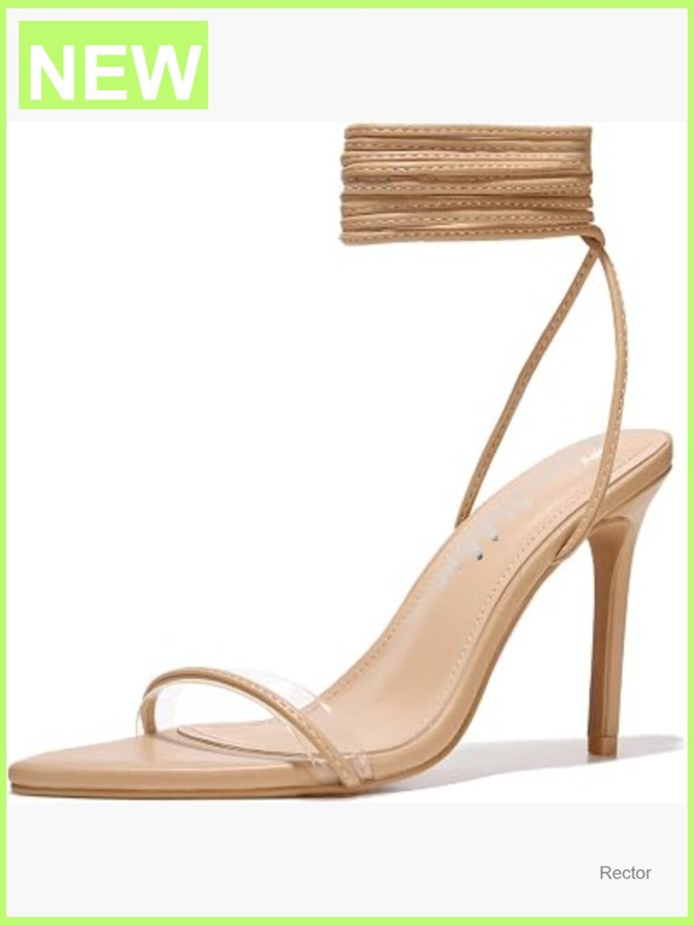 Stiletto Heel Lace Up Sandals Pointed Toe Clear Strap Evening Party